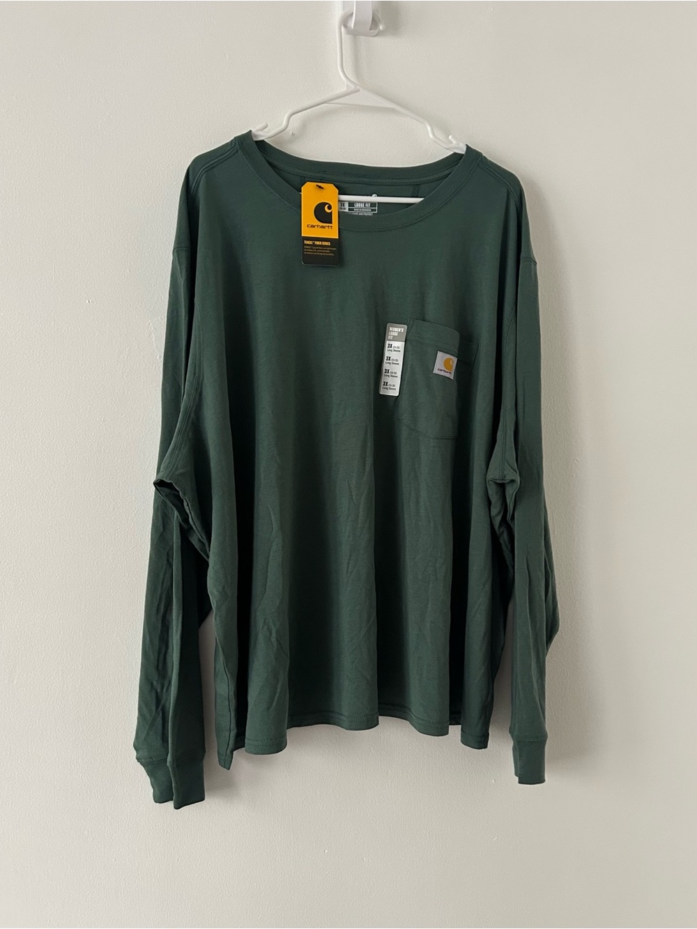 Carhartt Women’s 3X Loose Fit Long Sleeve Pocket T-Shirt Green NWT Plus Size